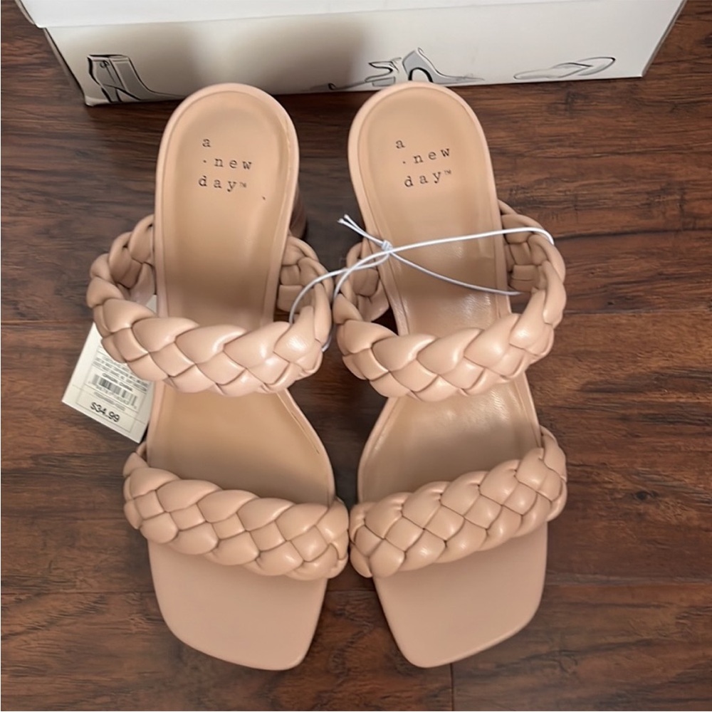 A New Day Cream Braided Sandals Flat Slip-On